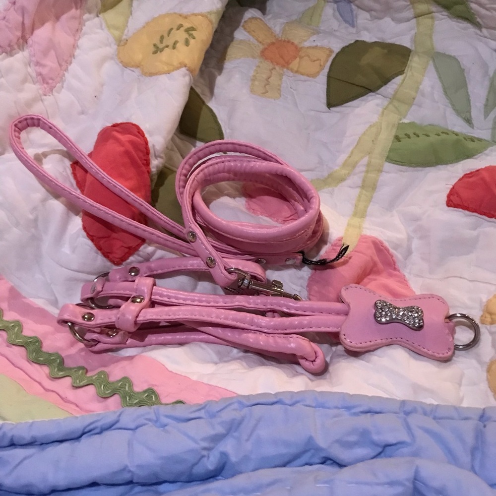 Pink walk in dog harness & Leash S